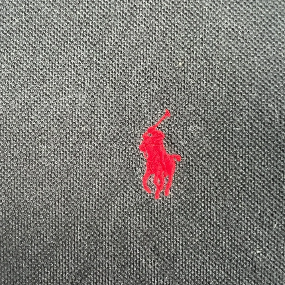 VTG Polo Ralph Lauren Sweater Men's XL Black Full Zip Cotton Mock Neck Red Pony